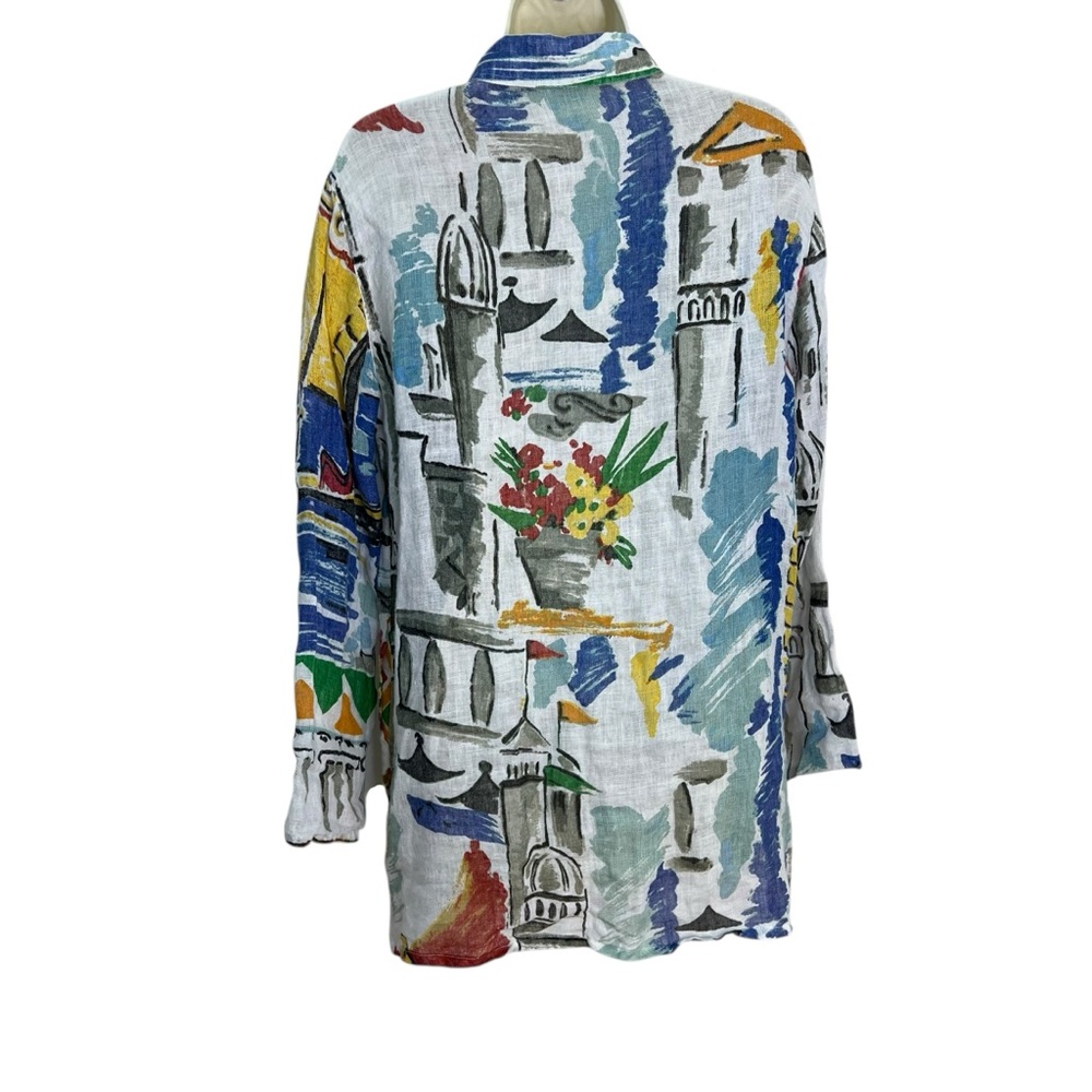 Chico’s Linen Multicolor Printed Button-Front Shi… - image 6